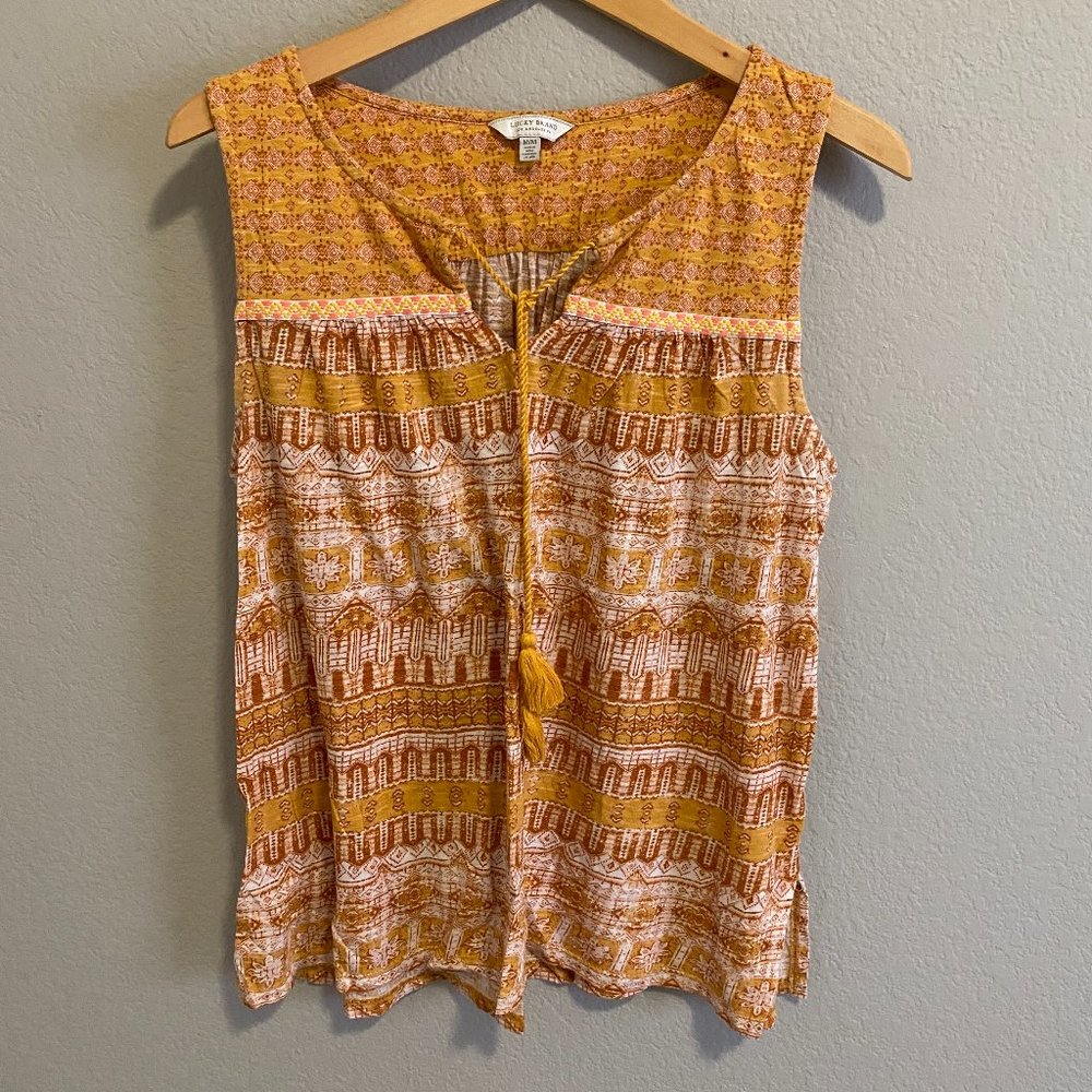 Lucky Brand Mustard Tank Top with Tassle | Medium